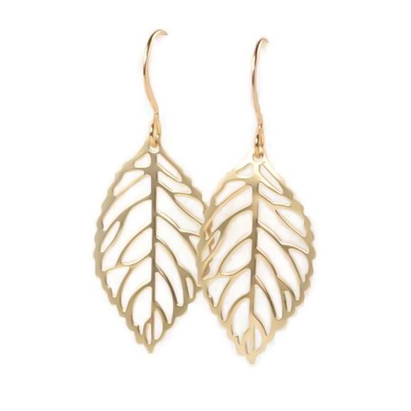 🍃 Small Filigree Leaf Dangle-Drop Earrings Gunmetal, Gold, Silver, & Rose Gold - Picture 4 of 9